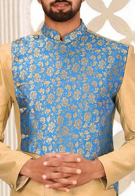 Light beige anghrakha pattern work indo western 2