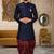 Navy blue anghrakha pattern work indo western