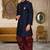 Navy blue anghrakha pattern work indo western