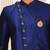 Royal blue anghrakha pattern work indo western