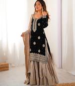 Black & beige designer sharara suit