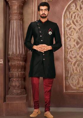Black anghrakha pattern work indo western 2
