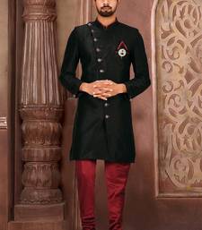 Black anghrakha pattern work indo western