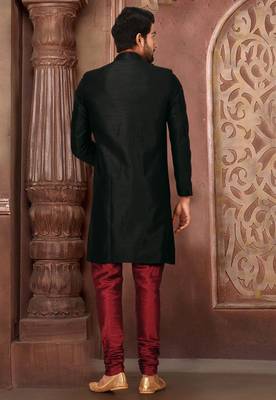 Black anghrakha pattern work indo western 4