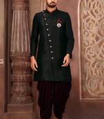 Black anghrakha pattern work indo western