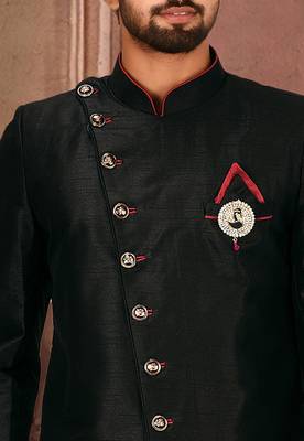 Black anghrakha pattern work indo western 3