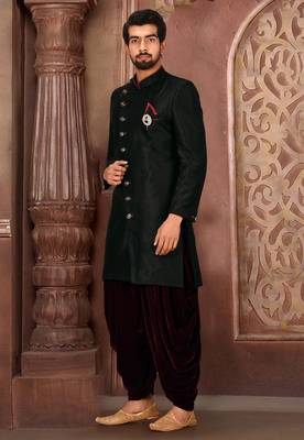 Black anghrakha pattern work indo western 4