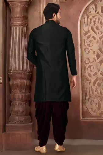 Black anghrakha pattern work indo western