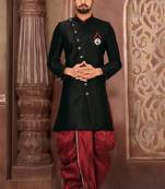 Black anghrakha pattern work indo western