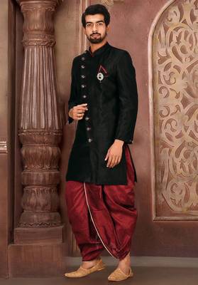 Black anghrakha pattern work indo western 2
