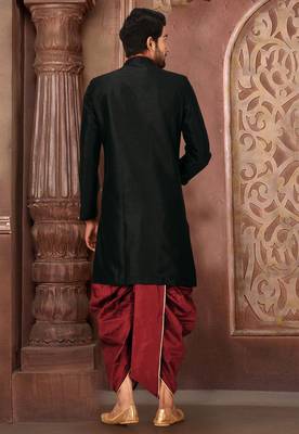 Black anghrakha pattern work indo western 3