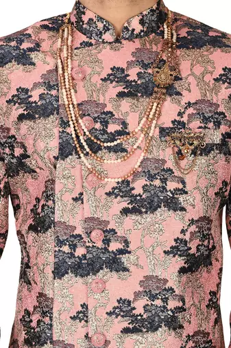 Peach anghrakha pattern work indo western