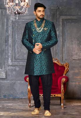 Rama green anghrakha pattern work indo western 4