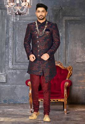Red anghrakha pattern work indo western 1
