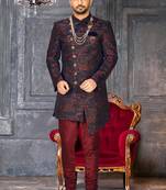 Red anghrakha pattern work indo western