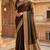 Brown soft banarasi silk fabric saree with natural zari weaving in gala border
