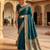 Teal soft banarasi silk fabric saree with natural zari weaving in gala border