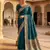 Teal soft banarasi silk fabric saree with natural zari weaving in gala border