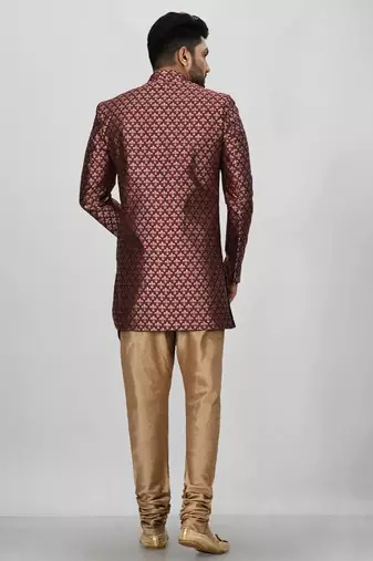 Mahroon anghrakha pattern work indo western