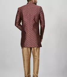 Mahroon anghrakha pattern work indo western