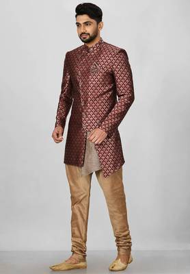 Mahroon anghrakha pattern work indo western 1