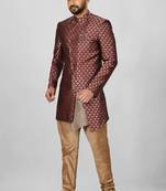 Mahroon anghrakha pattern work indo western