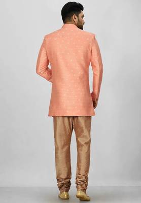 Peach anghrakha pattern work indo western 4