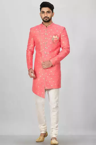 Pink anghrakha pattern work indo western