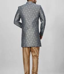 Dark grey anghrakha pattern work indo western
