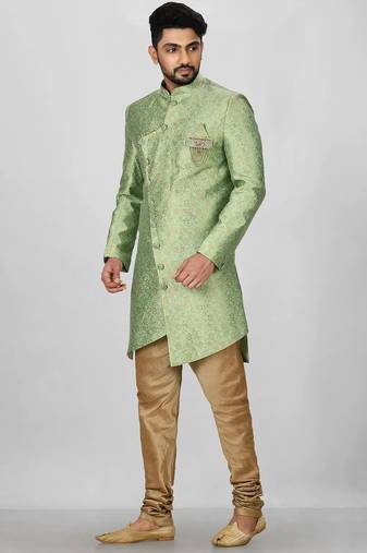 Green anghrakha pattern work indo western