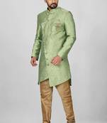 Green anghrakha pattern work indo western