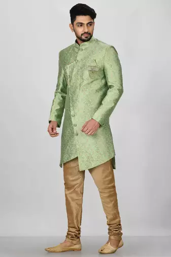 Green anghrakha pattern work indo western
