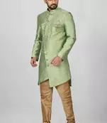 Green anghrakha pattern work indo western