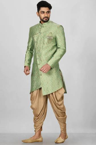 Green anghrakha pattern work indo western