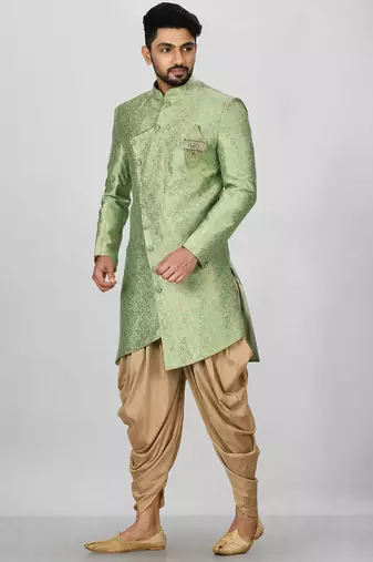 Green anghrakha pattern work indo western