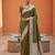 Green soft banarasi silk fabric saree with natural zari weaving in gala border