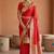 Red soft banarasi silk fabric saree with natural zari weaving in gala border