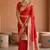 Red soft banarasi silk fabric saree with natural zari weaving in gala border