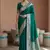 Sea green soft banarasi silk fabric saree with natural zari weaving in gala border