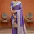 Lavender soft banarasi silk fabric saree with natural zari weaving in gala border