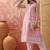 Women peach cotton embroidery  kurta