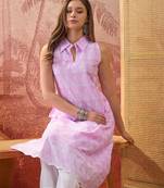Women lavender cotton embroidery  kurta