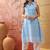 Women sky blue cotton embroidery  kurta