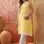 Women mustard cotton embroidery  kurta