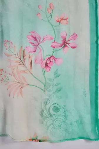 Women sea green pure cotton embroidered kurta set