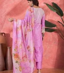 Women purple  pure cotton embroidered kurta set