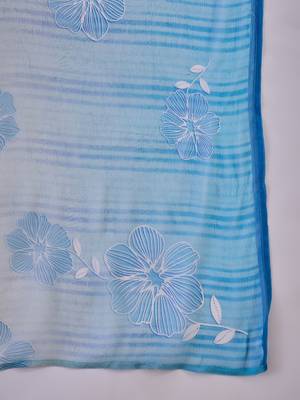 Women blue pure cotton embroidered kurta set 4