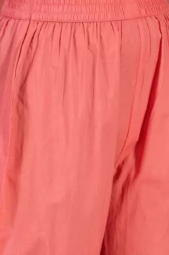 Women peach pure cotton embroidered kurta set
