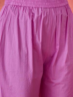 Women purple pure cotton embroidered kurta set 2
