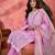 Women purple  pure cotton embroidered kurta set
